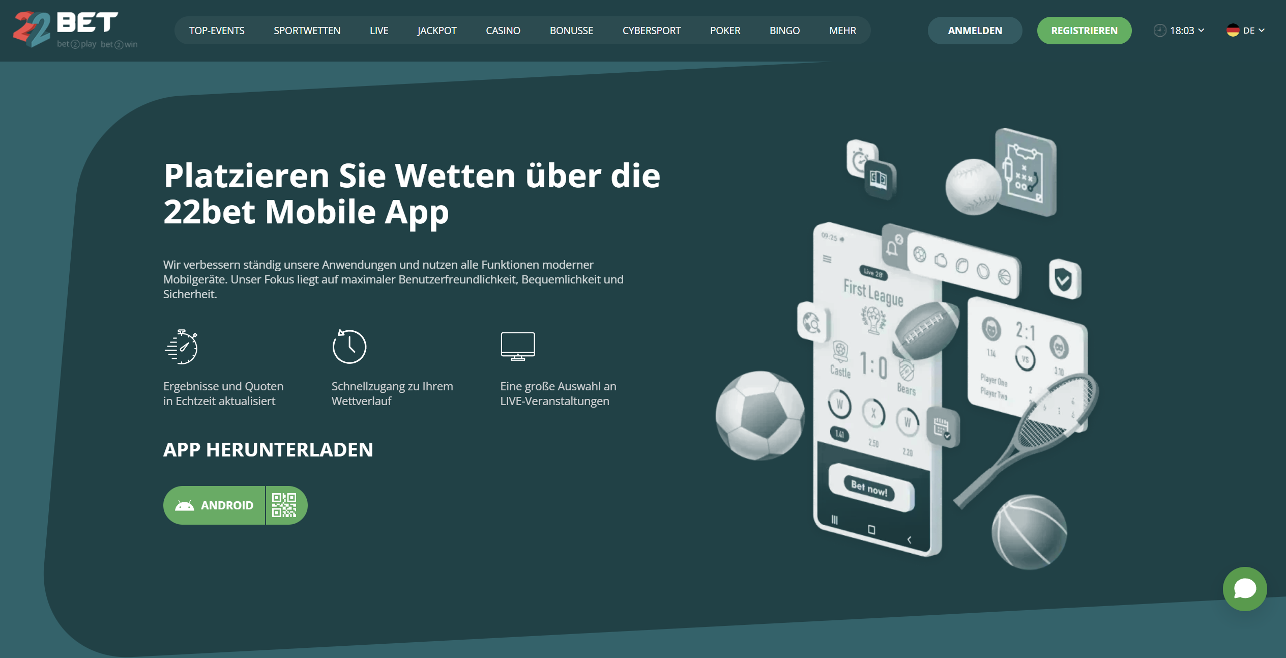 Offizielle 22Bet-Seite: App herunterladen, Desktop-Ansicht (Deutschland)