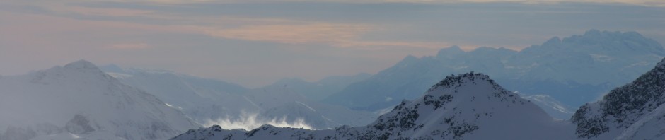 Spectacular snowy mountains stretching into the distance