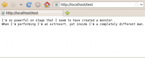 output of the module in a browser